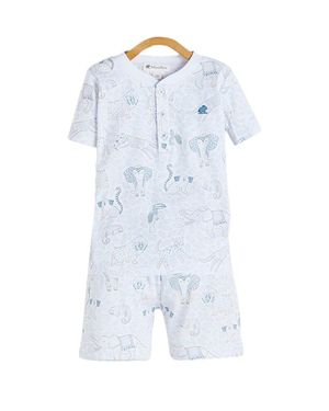 Babycottons Manji Snug Fit Short Pajama Set - Blue