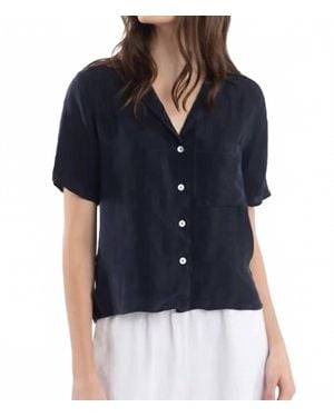 Luna Luz Lime Loose Button Up Top - Blue