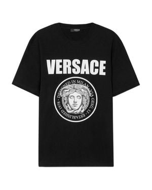 Versace T-Shirt With Bold Logo Print - Black