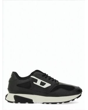 DIESEL Mesh-Panel Sneakers With Contrast Midsole - Black
