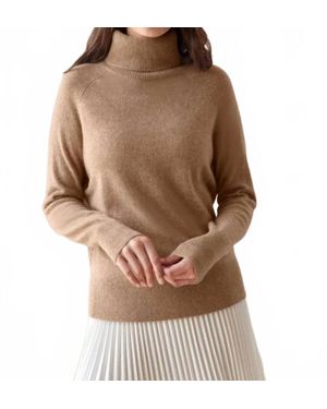 White + Warren Cashmere Essential Turtleneck Sweater - Brown