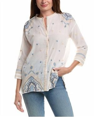 Johnny Was Slim Audrey Mandarin 3/4 Tunic - Gray