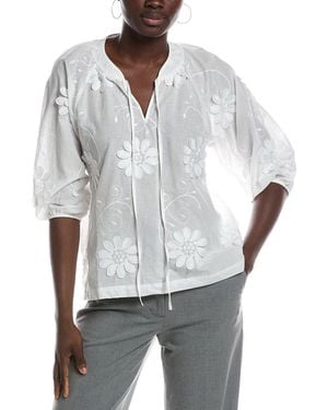 Nanette Lepore Embroidered Floral Top - Gray