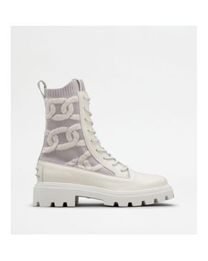 Tod's Kate Combat Boots - Gray