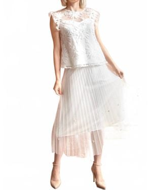 Eva Franco Lila Pearl Tulle Midi Skirt - Multicolor