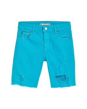 Tractr Jeans Diane Destructed Bermuda Short - Blue