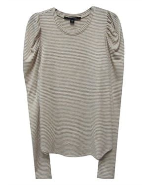 Fifteen Twenty Shirred Sleeve Stripe Top - Gray