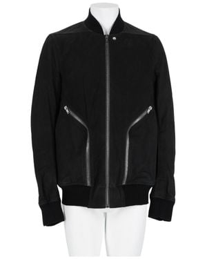 Rick Owens Heizer Flight Lamb Leather Bomber Jacket - Black