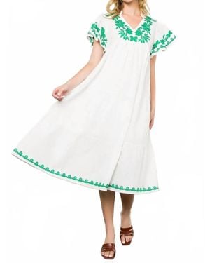 Thml Flutter Sleeve Embroidered Dress - White