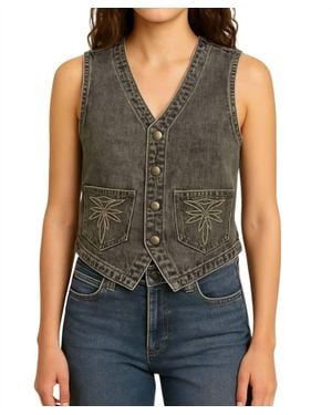 Turquoise Haven Washed Denim Vest - Blue