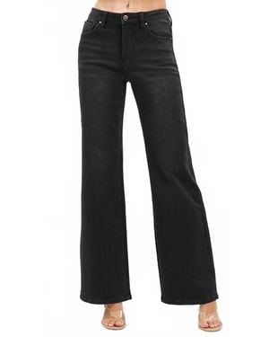 Risen High Rise Tummy Control Wide Leg Jeans - Black