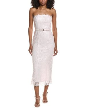 Toccin Vivian Lace Belted Midi Dress - Pink