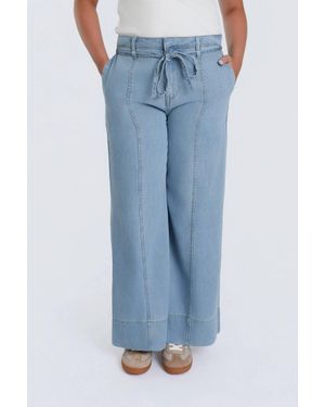 Aaron & Amber Sunwashed Wide-Leg Pants - Blue
