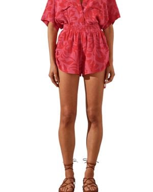 Shona Joy Silk Side Ruched Short - Red