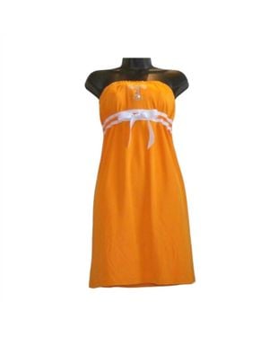 Glitter Gear College Of Tennessee Logo Solid Strapless Dress - Orange