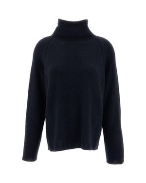 Casey Casey High Neck Funnel Neck Alpaca-Blend Sweater - Blue