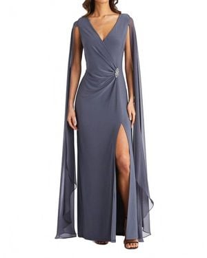 R & M Richards Chiffon Duster Cape Gown - Blue