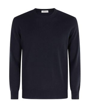 Kangra Round Neck Smooth Knit Wool Sweater - Blue
