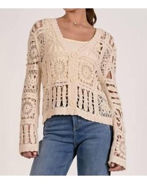 Elan Shay Crochet Cardigan - Natural
