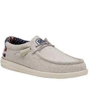 HEYDUDE Wally Patriotic 40001-1K1 Off- Canvas Casual Shoes Zogg2017 - White