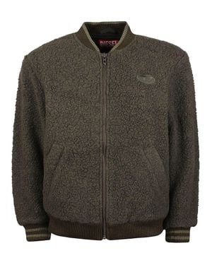 DIESEL S-Reds Textured Striped Wool-Blend Bomber Jacket - Green