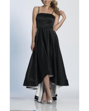 Dave & Johnny Satin High Low Gown - Black