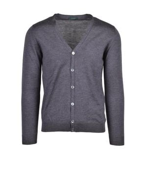 Zanone V-Neck Cardigan - Blue