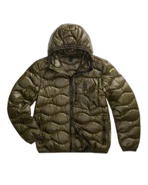 Blauer Wave Quilted Hooded Polyamide Down Jacket - Green