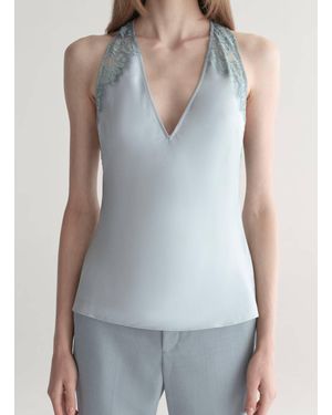 A.L.C. Wes Satin And Lace Top - Blue