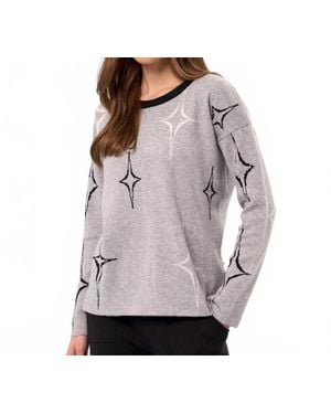 French Kyss Scoop Neck Diamond Sweater - Gray
