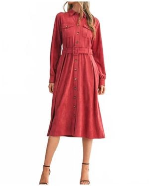 ..,merci Rosewood Belted Dress - Red
