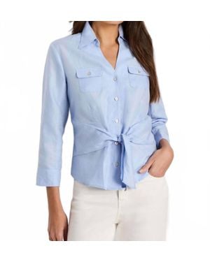 NIC+ZOE Isla Iconic Tie Front Shirt - Blue
