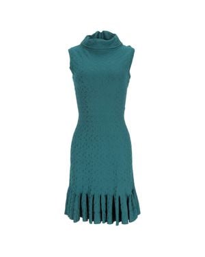 Alaïa Jacquard Mock Neck Mini Dress - Green