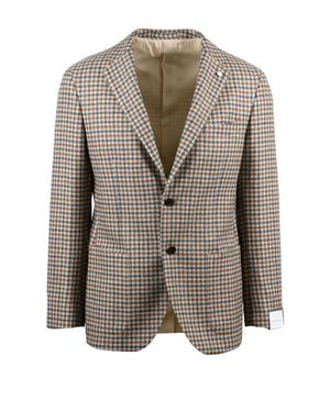 Luigi Bianchi Rounded Jacket With Classic Checkered Pattern - Gray