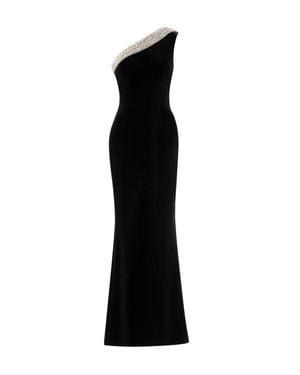 Saiid Kobeisy Crystal Embellished One-Shoulder Dress - Black