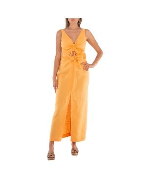 Nanushka Draped Linen Midi Dress - Orange