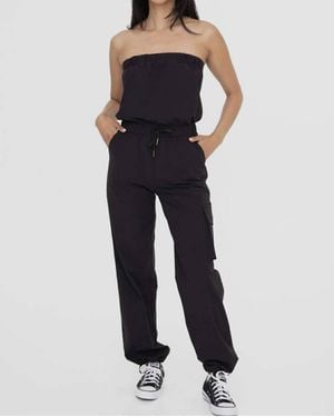 Mono B Strapless Cargo Jumpsuit - Blue