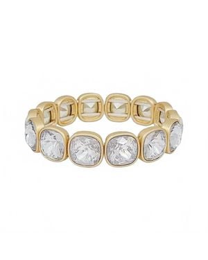 What's Hot Square Clear Crystal Stretch Bracelet - Metallic