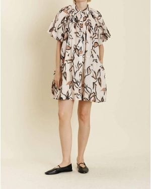 AUREUM Sienna Floral Mini Shirt Dress - Natural