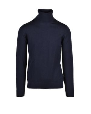 Alpha Studio Cyclist Sweater With High Turtleneck - Blue