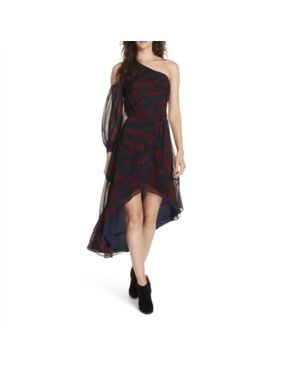Joie Silk One Shoulder Camo Print Asymmetrical Dress - Black