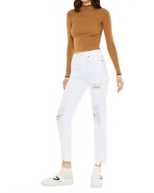 Kancan High Rise Slim Straight Jeans - White