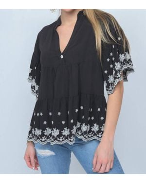 Ivy Jane On The Border Embroidered Top - Black