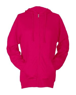 Tultex Beach Full-Zip Hooded Long Sleeve T-Shirt - Pink
