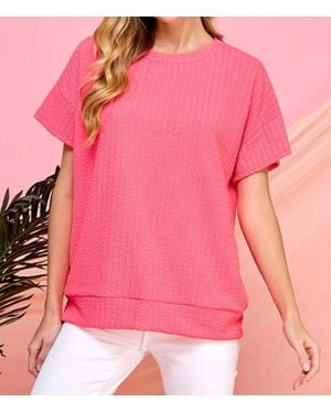 Blumin Ribbed Short Sleeve Top - Pink