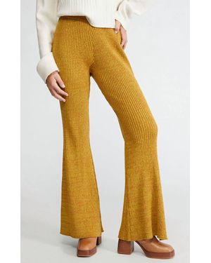 Another Girl Ribbed Flare Pants - Yellow