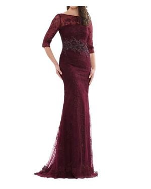 Marsoni by Colors Sheer Lace Mother Of Bride Gown - Red