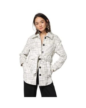 Line & Dot Georgia Jacket Belted Waist Button Front Jzz1 - Gray