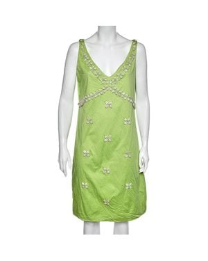Moschino Cheap & Chic Cotton Shell Appliqué Sleeveless Dress - Green