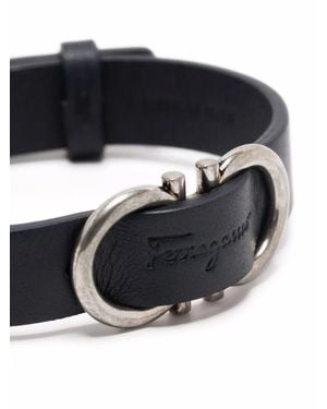 Ferragamo Ferragamo Gancini Leather Bracelet - Black